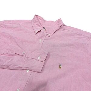 Ralph Lauren Men's Pink Long Sleeve Button Down Shirt 2XB Pony Big & Tall Preppy